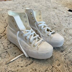 Converse platform white sneakers, size 7